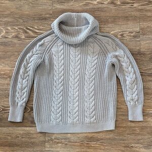 Haven Well Within Cowlneck Gray Cable Knit Sweater Women's Size Large EUC Cozy